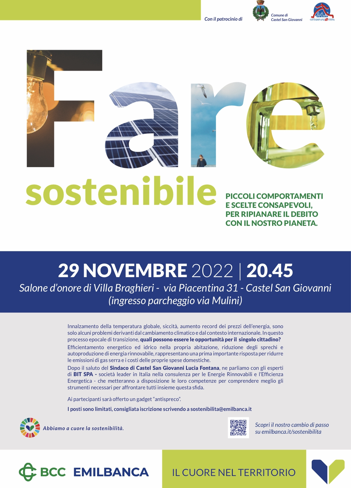 "Fare Sostenibile" Sala d'onore di Villa Braghieri