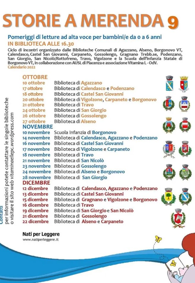 "Storie a merenda" pomeriggi di lettura ad alta voce per bambini