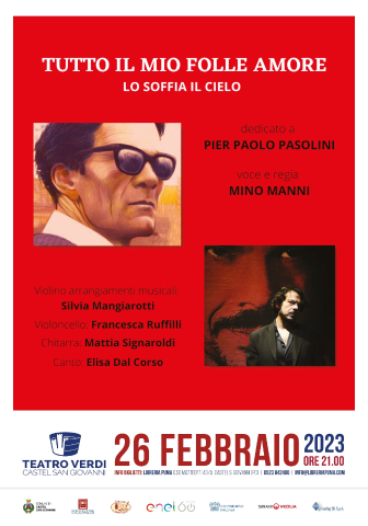 Teatro "Tutto il mio folle amore" dedicato a Pier Paolo Pasolini  